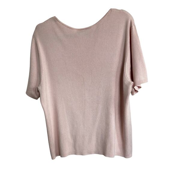 Talbots Silk 3X Sweater Pink Rib Knit Short Sleeve Quiet Luxury Barbiecore - Picture 4 of 5